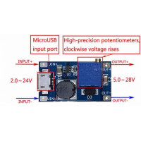DC-DC повышающий 2-24в в 5-28 2А мини (Micro USB) КПД 93%